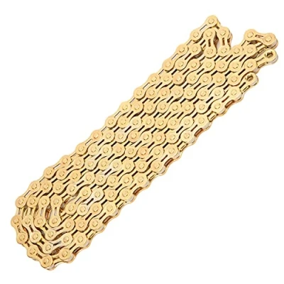 Afbeelding van 8 speed ketting, 116 schakels koolstofstalen fietsketting, voor MTB racefiets goud