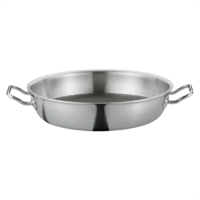 Afbeelding van Spring Vulcano Cut Resist Serveerpan XL Ø 32 cm roestvrij staal 8 hoge rand pan anti aanbaklaag geschikt voor inductie 5 laags meerlaags materiaal krasbestendig ovenvaste