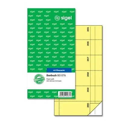 Afbeelding van SIGEL BO076 bonbuch bonblok, 360 scheuren, geel, 10,5 x 20 cm, 2 60 vellen