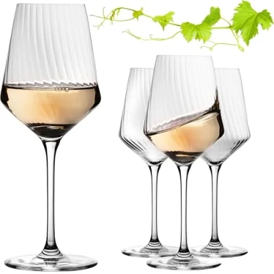 Afbeelding van Imperal Witte wijnglazen 460 ml &#039;London&#039; set 4 delige geribbelde van Crystalline glas Rieslingwijnglazen