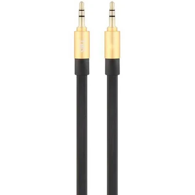 Afbeelding van T&#039;nB JACKFLATBK2 kabel jackplug 3,5 mm voor tablet/smartphone / MP3 /MP4 speler, zwart/goudkleurig