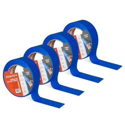 Afbeelding van Fixency 4x Afplakband (30 mm x 50 m) I Blauw voor Schilderen en Renoveren Schilderen, Lakken,