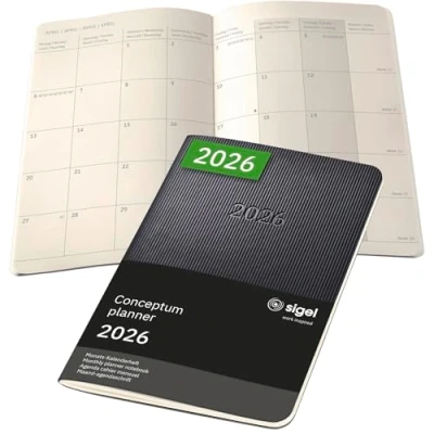 Afbeelding van SIGEL C2685 Monats Kalenderheft Conceptum 2026, ca. A6, schwarz