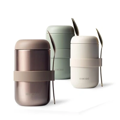 Afbeelding van MAMEIDO Thermische Voedselcontainer 500ml, houd voedsel warm, BPA vrij voor cornflakes, yoghurt, babyvoeding, pap, havermout, ijs en soep (Rosé Quartz, 0,5l)