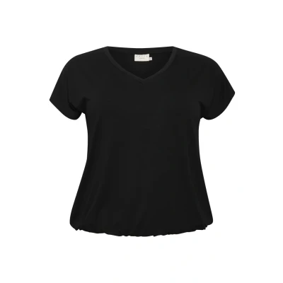 Afbeelding van Kaffe Curve JENA Vneck Tshirt basic, Dames, Maat: 54/56, Black deep