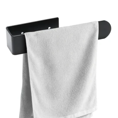 Afbeelding van BillyBath Handdoekhouder zonder boren, zwart, theedoeken, gastendoekhouder, badhanddoekhouder, zelfklevende houder voor keuken, badkamer, handdoek (20 cm)