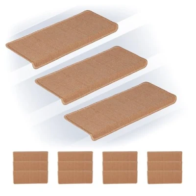 Afbeelding van trapmatten 15 stuks zelfklevend 65 x 24 cm rechthoekig beige