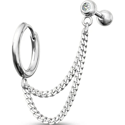 Afbeelding van Piercing dubbele ketting met oorbel ring