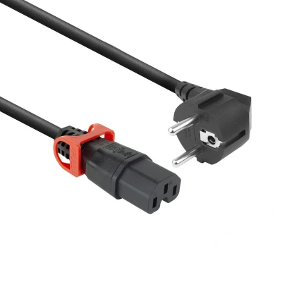 Afbeelding van ACT PL0091 Netsnoer CEE 7/7 Male (Angled) C15 IEC Lock+ Zwart 1 meter EL603S