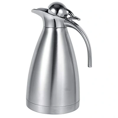 Afbeelding van Thermische Karaffen, 1.5L/2L Rvs Koffie Thee Pot Dubbelwandige Geïsoleerde Thermo Kruik Warmwaterkruik voor Warme dranken(1.5L Zilver)