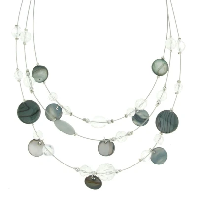 Afbeelding van Behave Korte ketting dames met grijs antraciet kleurige schelpen hangers