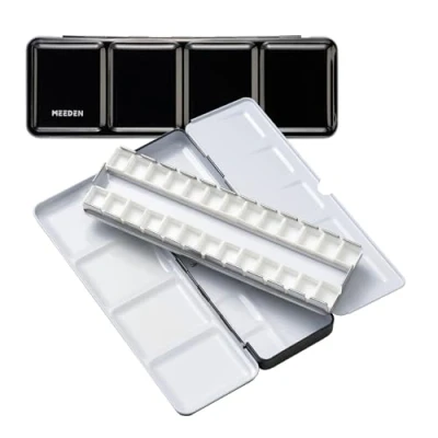 Afbeelding van MEEDEN Lege aquarel Tin Paint Case met 24 stuks halve pannen
