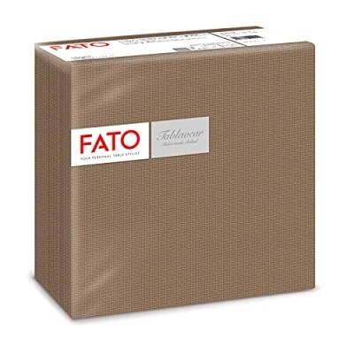 Afbeelding van Fato Droge papieren servetten, airlaid, textieleffect, verpakking met 50 formaat 40 x gevouwen in 4, decoratieve kleur hazelnoot
