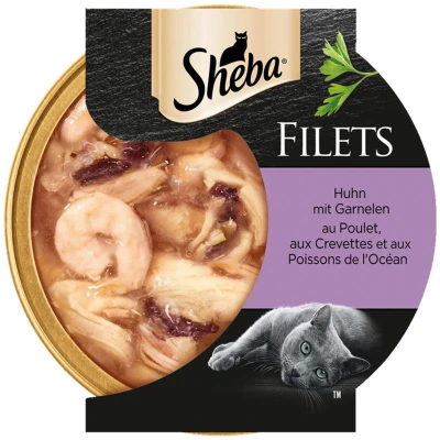 Afbeelding van Sheba Fijne Filets 16 x 60 g Kattenvoer Kip met garnalen