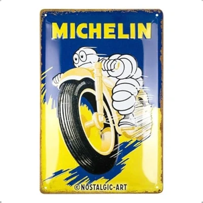 Afbeelding van Nostalgic Art Retro metalen bord, 20 x 30 cm, Michelin Motorcycle Bibendum Cadeau idee voor motor fans, van metaal, vintage design