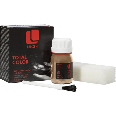 Afbeelding van Lenzen Total Color Leer &amp; Textielverf Herstelt Kleine Beschadigingen Voor Schoenen, Jassen, Banken Auto interieur 25ml, 166 Kameel/Camel