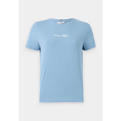 Afbeelding van Tommy Hilfiger Classic Script TEE Tshirt print, Dames, Maat: XXS, Brisk blue