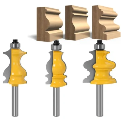 Afbeelding van APlus Architectonisch Lijstwerk Frezen Bit Set [ 8 mm Schacht ], voor Houtbewerking, Router Hout Trimmen, Lijn Styling 3 Stuks ]