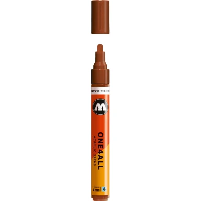Afbeelding van Molotow ONE4ALL 4mm Acryl Marker Bruin Geschikt voor vele oppervlaktes zoals canvas, hout, steen, keramiek, plastic, glas, papier, leer...