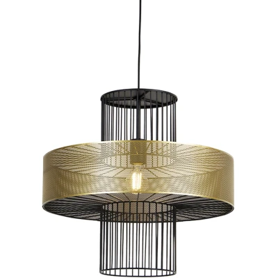 Afbeelding van QAZQA Design hanglamp goud met zwart 50 cm Tess