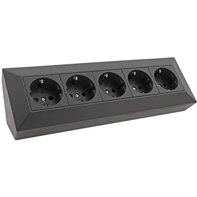Afbeelding van 5 voudig stopcontactblok, zwart 250V / 16A