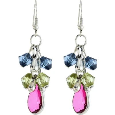 Afbeelding van Behave Oorhangers met multi color kraaltjes en druppelvormige hanger
