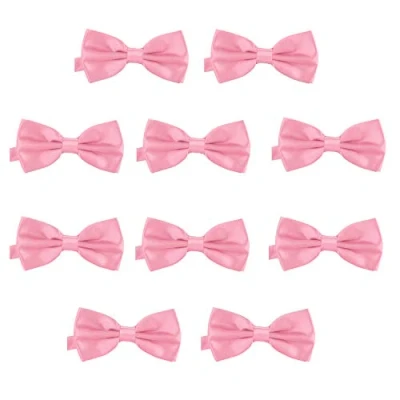 Afbeelding van 10 delige set DonDon heren vlinderdas 12 x 6 cm gestrikt en in lengte verstelbaar roze