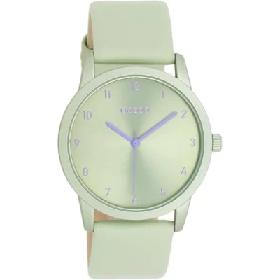 Afbeelding van OOZOO Timepieces licht groene horloge met leren band C11077