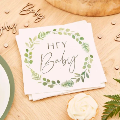 Afbeelding van Ginger Ray Botanical Baby Servetten Hey (16 stuks)