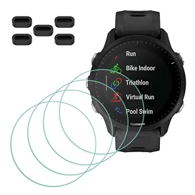 Afbeelding van MTHGH Screen Protector voor Garmin Forerunner 955/955 Solar Smartwatch [4 stuks] + anti stof stekkers 5 stuks, gehard glas 9H hardheid gevoelige touch bubble vrije film ultradunne beschermhoes