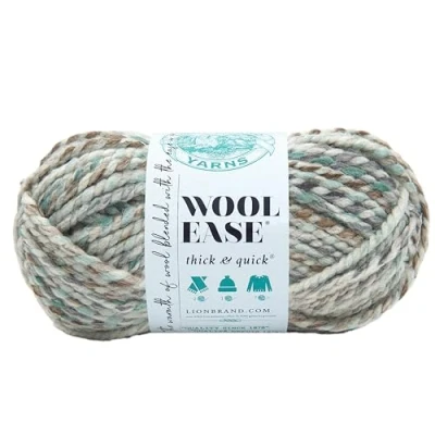 Afbeelding van Lion Brand Yarn Wool Ease Dik en snel garen, zacht volumineus garen voor breien, haken knutselen, 1 kluwen, zeeglas