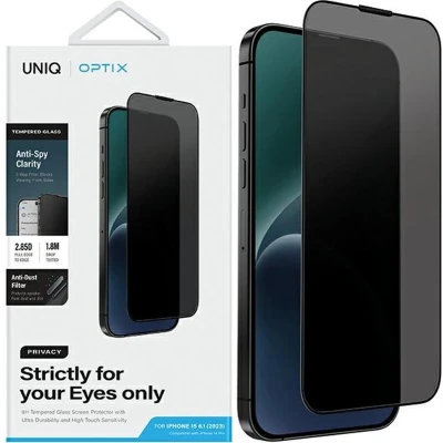 Afbeelding van UNIQ Optix Privacy gehard glas voor iPhone 15 Pro met applicator