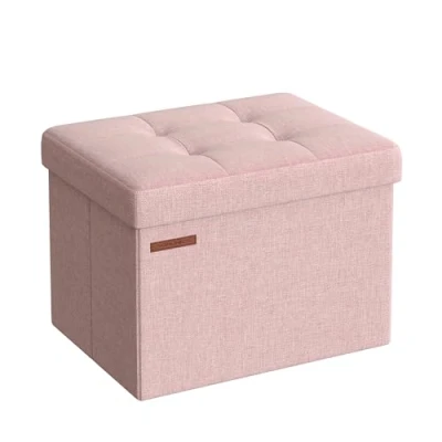 Afbeelding van SONGMICS 41 cm zitbank met opbergruimte, inklapbare zitkist, opbergdoos, voetenbank, pastelroze LSF102R01