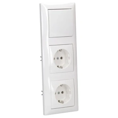 Afbeelding van Busch Jaeger Balance SI set: 2 x 20 EUC 914 stopcontact + 2000/6 US tuimelschakelaar 2506 wipschakelaar 1723 3 voudig frame alpwit