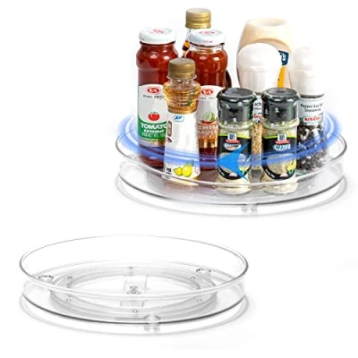 Afbeelding van LUZOON Keukenorganizer, 2 stuks, draaibare kunststof plank, houder voor containers en specerijen, transparant