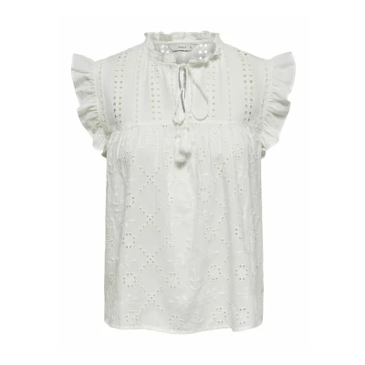 Afbeelding van ONLY Dames Onlreva Life S/L Emb Top WVN Noos Blusentop, wit, XXS