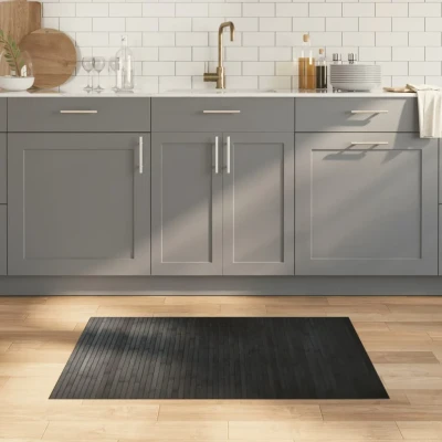 Afbeelding van Vloerkleed rechthoekig 70x100 cm bamboe grijs