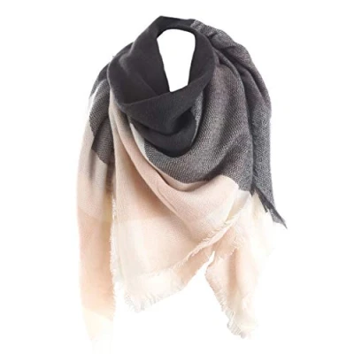 Afbeelding van Bakicey damessjaal XXL warme, zachte gebreide, geruit, winter, herfst, wol, beschermend, halsdoek, poncho, cape, D