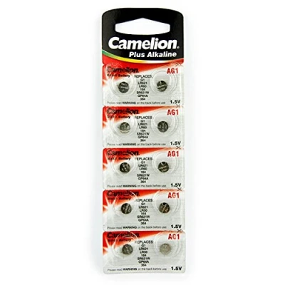 Afbeelding van 10 Camelion AG1 / LR60 164/364 LR621 knoopcelbatterij, lange houdbaarheid (vervaldatum gemarkeerd)