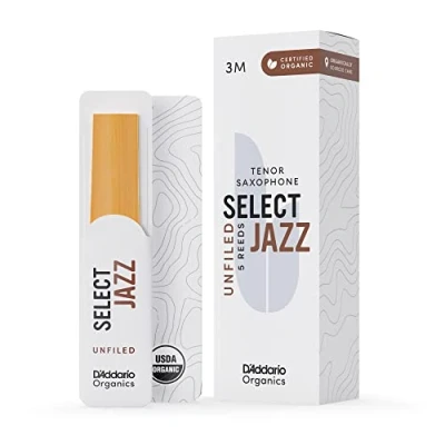 Afbeelding van D&#039;Addario Organic Select Jazz Unfiled Tenorsaxofoon Rieten Sax riet Het eerste &amp; enige biologische 3 Medium, 5 Pack