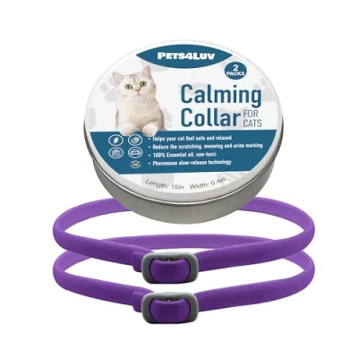 Afbeelding van Pets4Luv Kalmerende Halsband voor Katten Feromoon Halsbanden Anti Angst Kleine, Middelgrote en Grote Verstelbaar Waterdicht, 100% Natuurlijk, 2 Pack