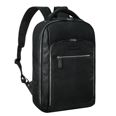 Afbeelding van STILORD &#039;Gustav&#039; Vintage Business Rugzak Leren Werkrugzak Dames Laptop 15.6 inch Modern Daypack Uni Echt Leer Daypack, Kleur:zwart