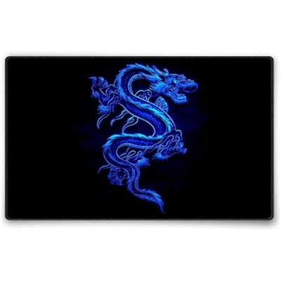 Afbeelding van Silent Monsters Muismat Grootte S (24 x 20 cm), Mouse Pad Design: Blauw Draak, Genaaide Rand, voor Bureau en Gaming, Mousepad Antislip rubberen basis