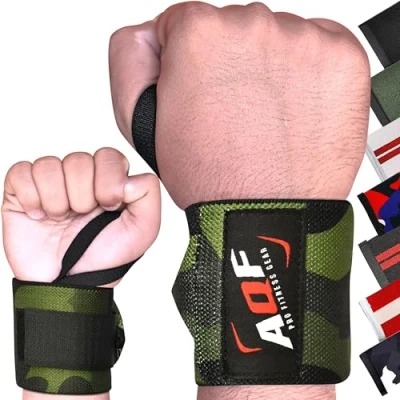 Afbeelding van AQF Power Weight Lifting Wraps Ondersteunt Gym Training Fist Straps Verkocht Als Pair &amp; One Size Fits All (Grijze Camo)