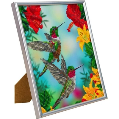 Afbeelding van Crystal Art Zilver Frame Hongerige Kolibries