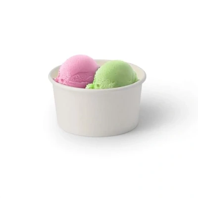 Afbeelding van BIOZOYG 50 x ijsbekertjes, karton, 150 ml, wit, wegwerpbekers, plasticvrij en biologisch afbreekbaar, dessertschaal, to go beker