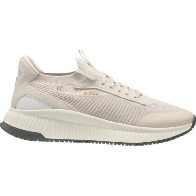 Afbeelding van BOSS SLON Sneakers laag, Heren, Maat: 40, Light beige one Leer en textiel
