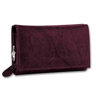 Afbeelding van Dames LEREN PORTEFEUILLE Vrouwen portemonnee Lange VERSCHILLENDE KLEUREN, Bordeaux, Taille unique, van leer voor dames, liggend formaat