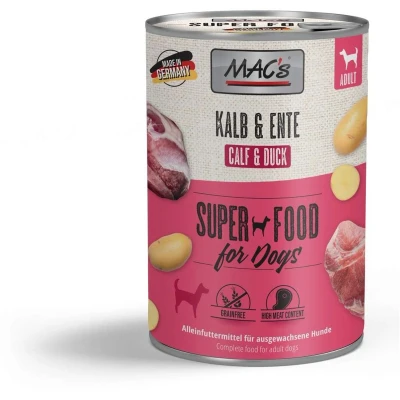 Afbeelding van MAC’s Hondenvoer Natvoer Blik 70% Kalf &amp; Eend 6 x 400g