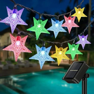 Afbeelding van Lichtsnoer op zonne energie, ZVO 7M 50 LED Solar Power Lichtketting Buiten Sterren, 8 modus IP65 Waterdichte verlichting Fairy Lights voor Tuin Party Bruiloft Kerstmis Decoratie(Veelkleurig)